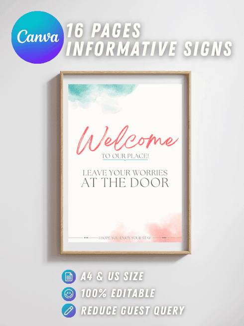 16 Pages Informative Signs - Airbnb Red & Teal