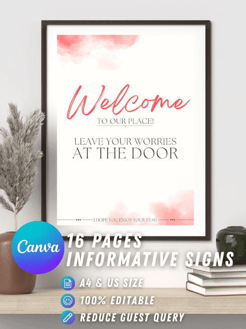 16 Pages Informative Signs - Airbnb Full Red