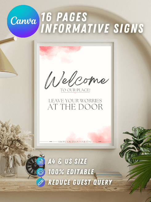 16 Pages Informative Signs - Airbnb Red & Gray